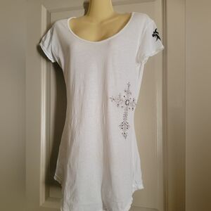 White Rhinestone Embellished Women's Top